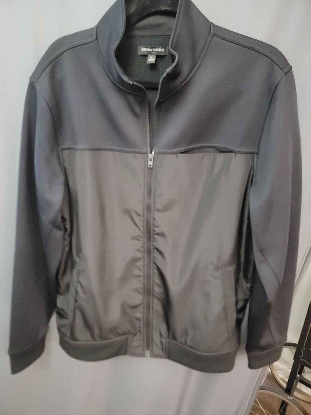 Banana Republic Men’s Full Zip Lightweight Jacket Collar Black A38